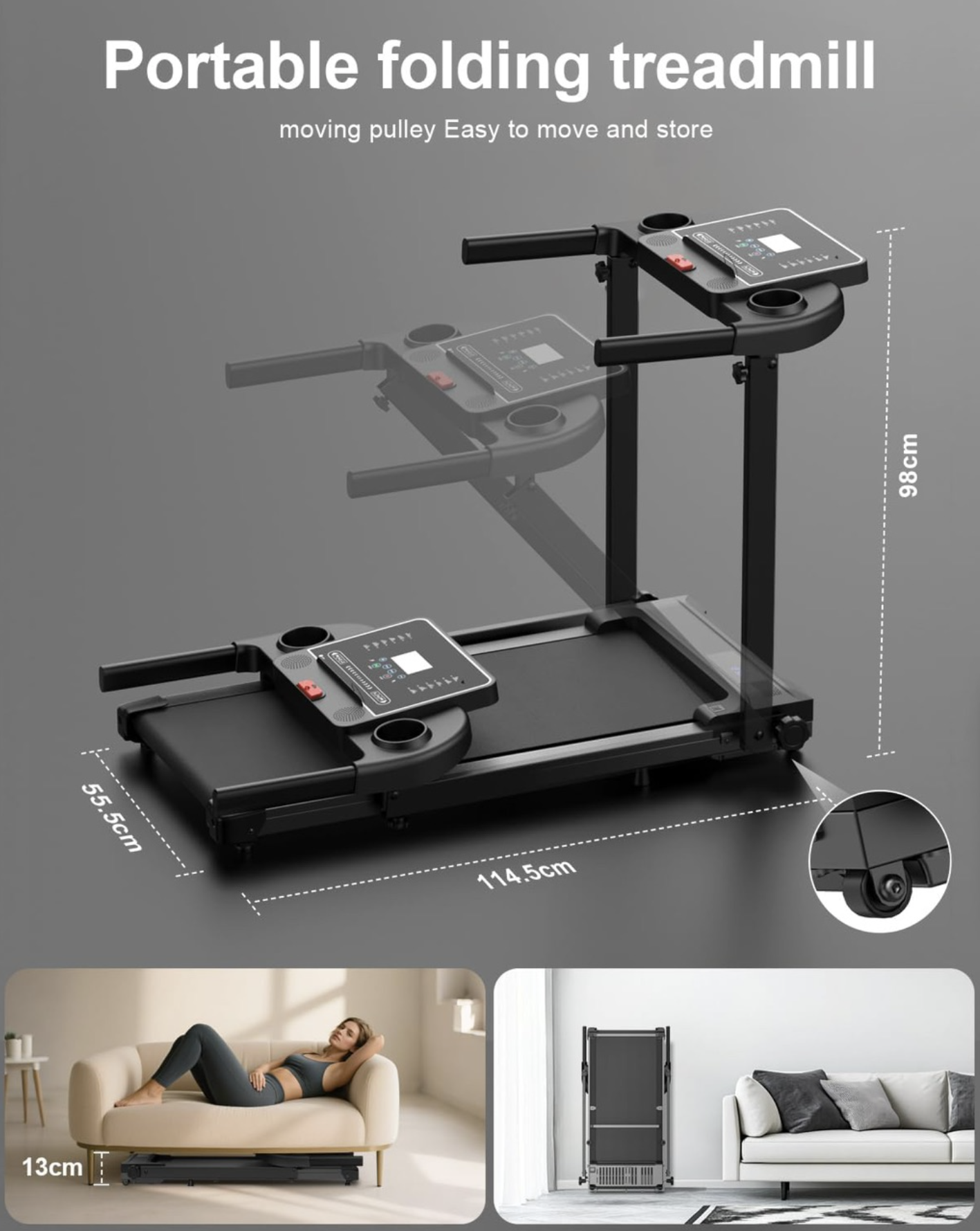 Foldable Treadmill angle 2