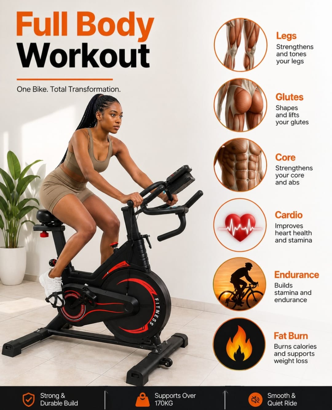 Heavy Duty Spin Bike angle 4